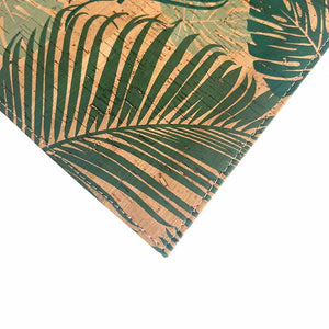 Natural cork placemats with green leaves