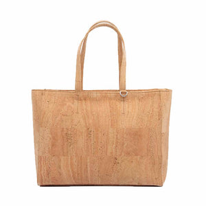 Natural cork tote handbag, front view