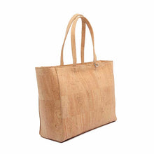 Load image into Gallery viewer, Natural cork tote handbag, side view