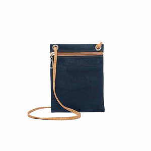 Minimalist navy blue cork crossbody bag