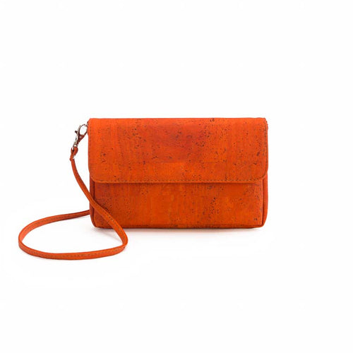 Orange cork clutch crossbody bag