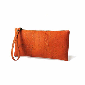 Orange cork wrist wallet for women