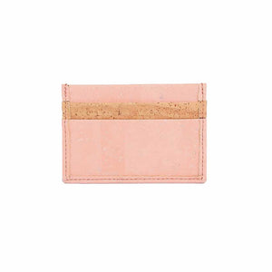 Pink and natural cork credit card holder