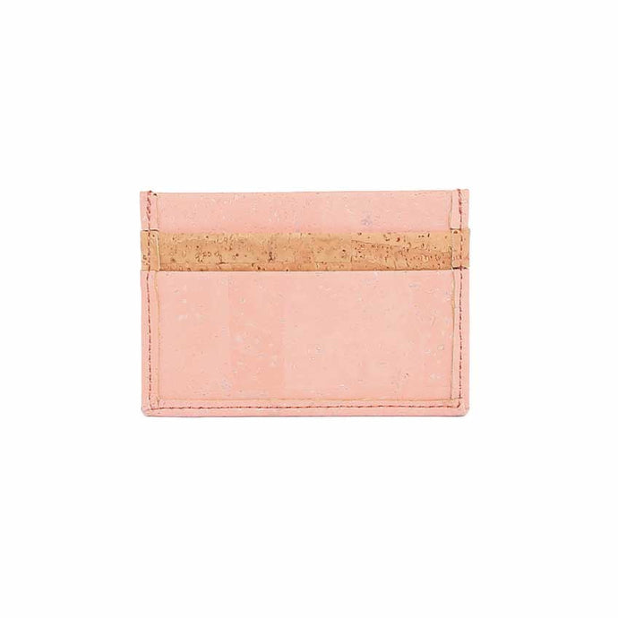 Pink and natural cork credit card holder