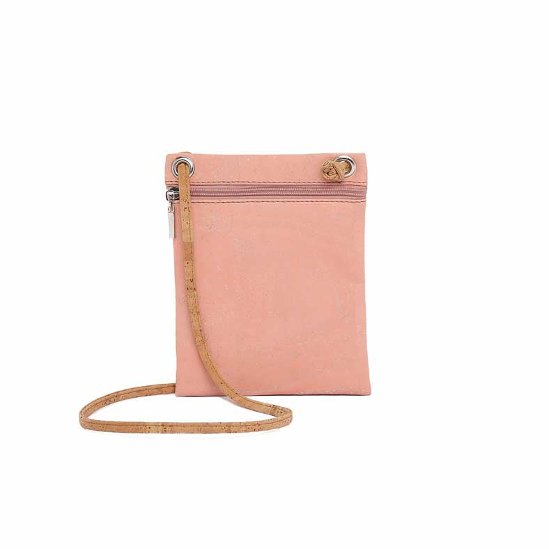 Minimalist pink cork crossbody bag