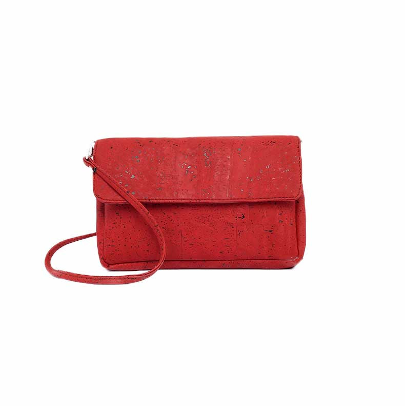 Red cork clutch crossbody bag