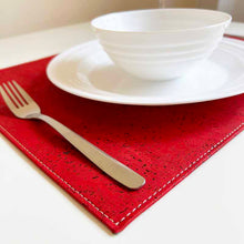 Load image into Gallery viewer, Red cork fabric placemat