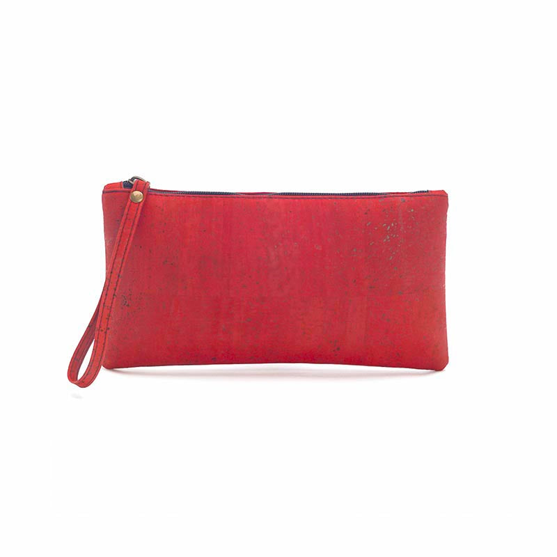 Red cork wrist wallet for women