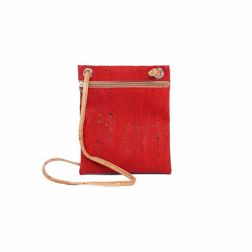 Minimalist red cork crossbody bag