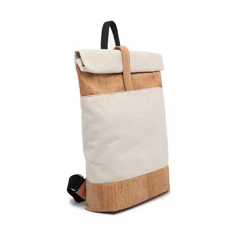 Roll Top Backpack Natural Cork and Canvas The Cork Company