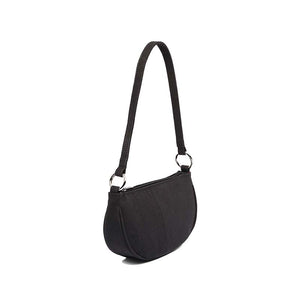 Black cork half moon shoulder bag