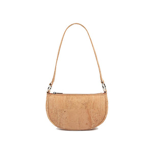 Natural cork half moon shoulder bag front