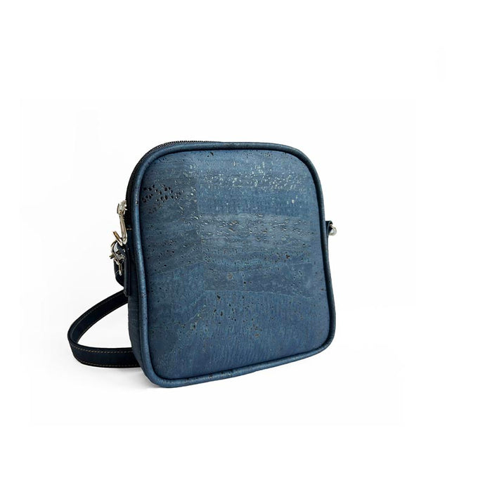 Small navy-blue cork crossbody purse for woman