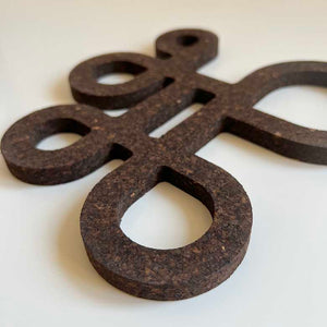 Smoked cork trivet pot stand detail