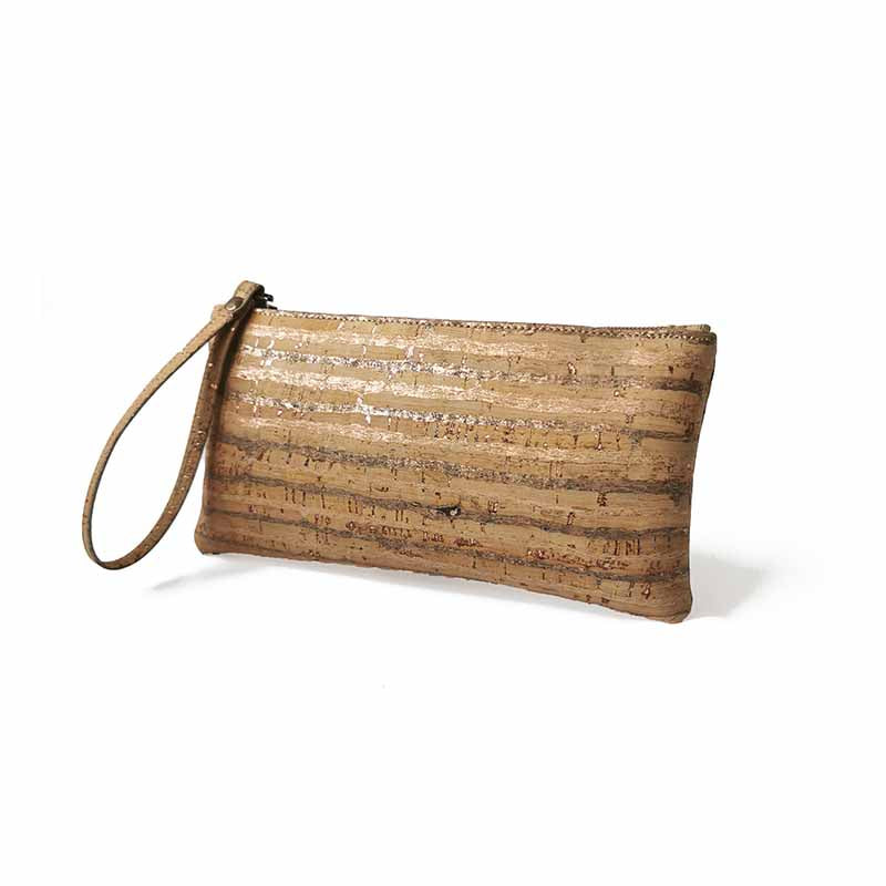 Cork and copper wrist wallet for women